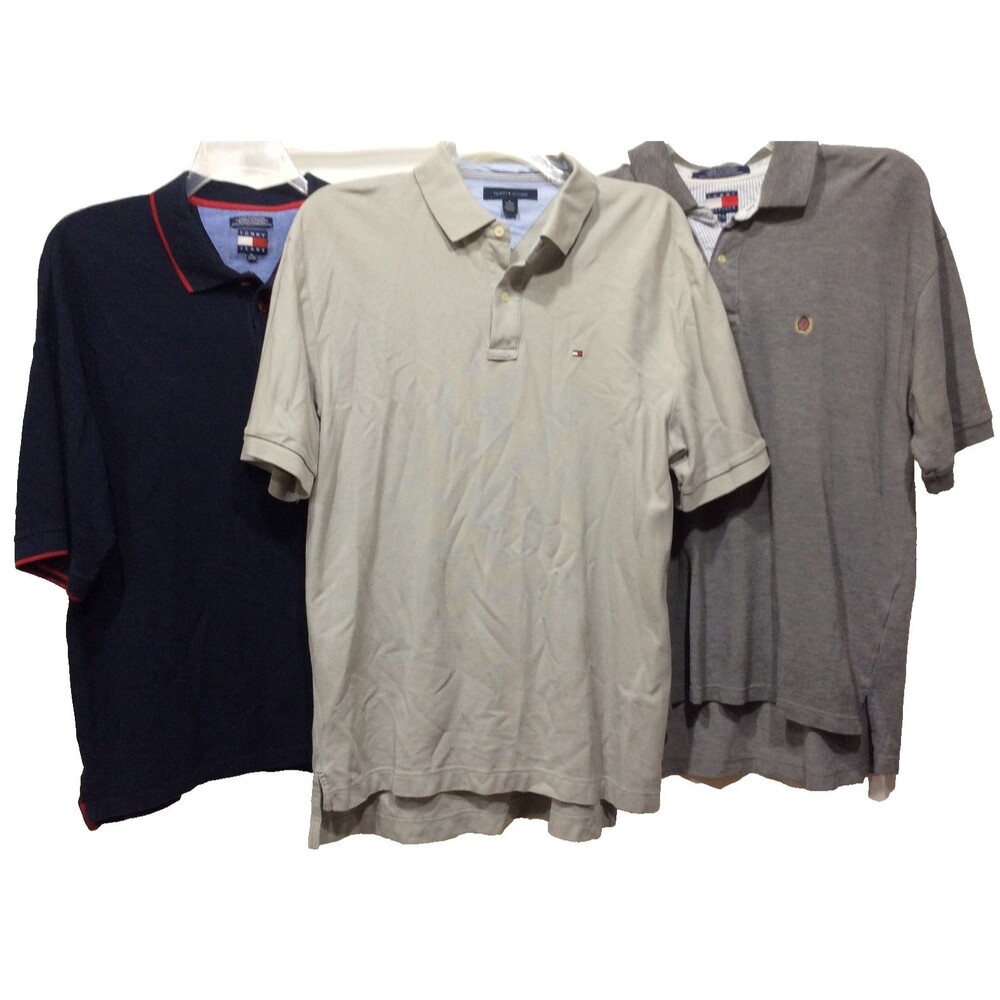 Lot of 3 Men's Tommy Hilfiger 2-Button Polo Shirt Size XL - Good Condition